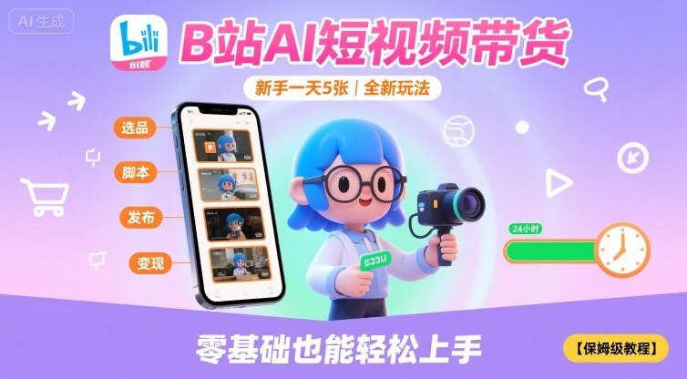 B站AI短视频带货，新手一天5张，全新玩法【保姆级教程】-立业有术