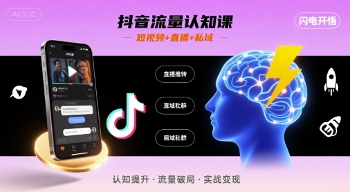 抖音流量认知课，短视频+直播+私域，认知提升，闪电开悟-立业有术