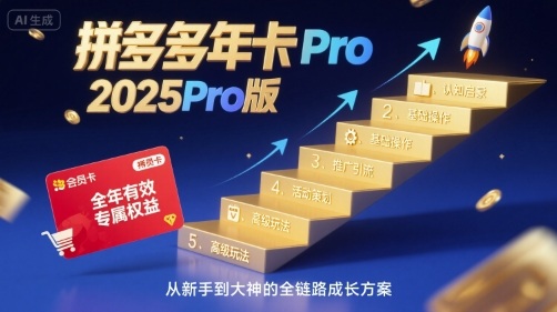 拼多多年卡2025Pro版，五大板块从认知到基础、从推广到活动、从活动到玩法-立业有术