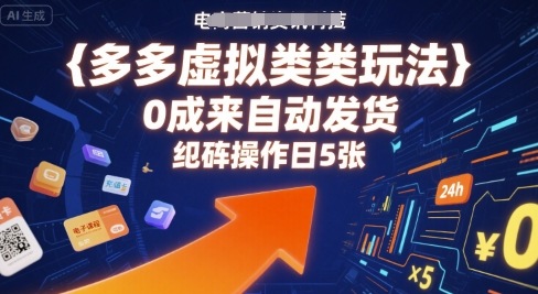 多多虚拟类目玩法，0成本全自动发货，矩阵操作日5张-立业有术