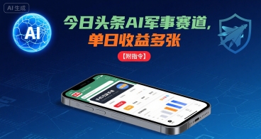 今日头条AI军事赛道，单日收益多张 ，手机可做【附指令】-立业有术