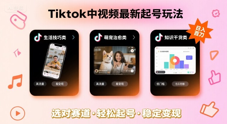 Tiktok中视频最新起号玩法，想要日入百刀，做好这几个赛道就可以了-立业有术