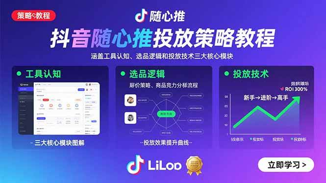 （15828期）抖音随心推投放策略教程：涵盖工具认知、选品逻辑和投放技术三大核心模块-立业有术