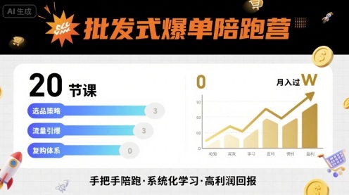 批发式爆单陪跑营，20节课带你实现批发式爆单，带你经松月入过W-立业有术