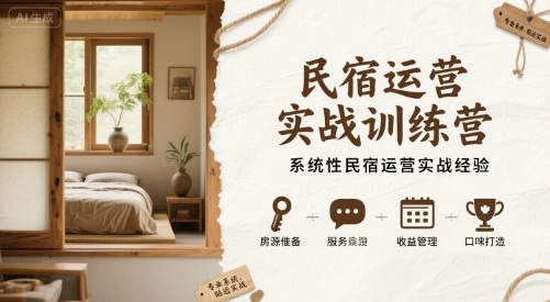 民宿运营实战训练营，系统性民宿运营实战经验-立业有术