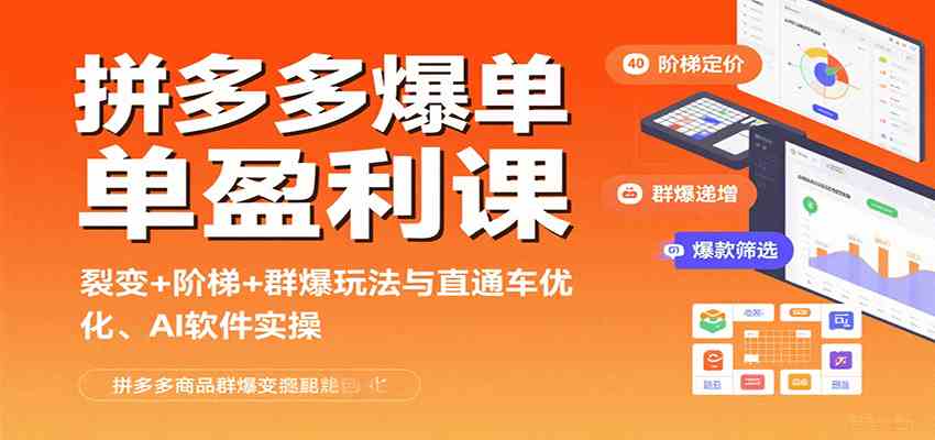拼多多爆单盈利课：裂变+阶梯+群爆玩法与直通车优化、AI 软件实操-立业有术