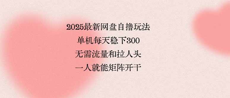 （15831期）2025最新网盘自撸玩法，单机每天稳下3张，无需流量和拉人头，一个人就…-立业有术