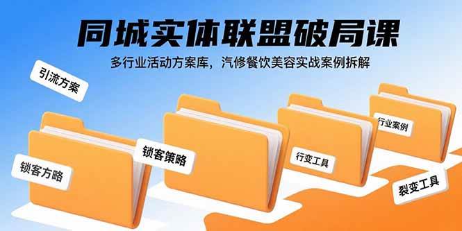 （15833期）同城实体联盟破局课，多行业活动方案库，汽修餐饮美容实战案例拆解-立业有术