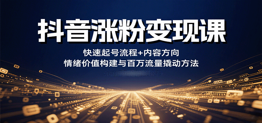 抖音涨粉变现课，快速起号流程+内容方向+情绪价值构建与百万流量撬动方法-立业有术