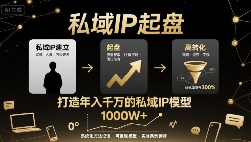 私域IP起盘，私域ip建立、起盘、高转化，打造年入千万的私域ip模型-立业有术
