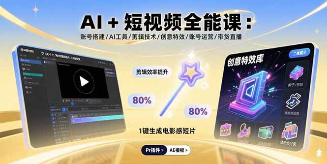 （15862期）AI+短视频全能课：账号搭建/AI工具/剪辑技术/创意特效/账号运营/带货直播-立业有术