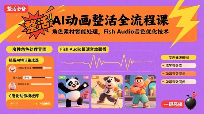 （15855期）AI动画整活全流程课，角色素材智能处理，Fish Audio音色优化技术-立业有术