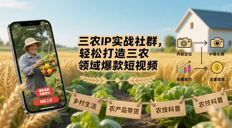三农IP实战社群，轻松打造三农领域爆款短视频-立业有术