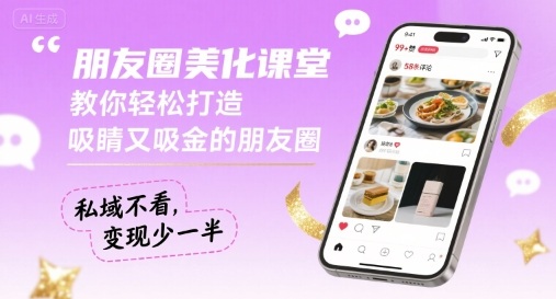 朋友圈美化课堂，教你轻松打造，吸睛又吸金的朋友圈，私域不看，变现少一半-立业有术