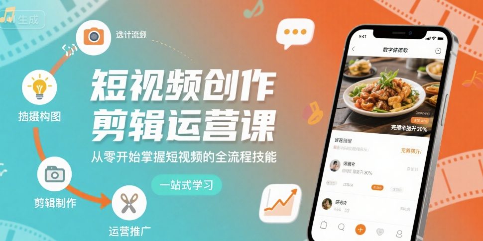 短视频创作剪辑运营课，从零开始掌握短视频的全流程技能-立业有术