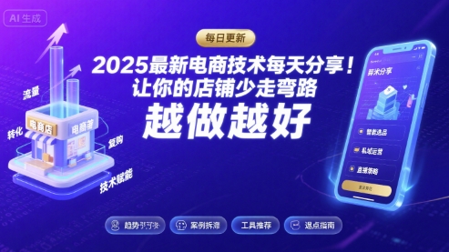 2025最新电商技术每天分享，让你的店铺少走弯路，越做越好(更新8月)-立业有术