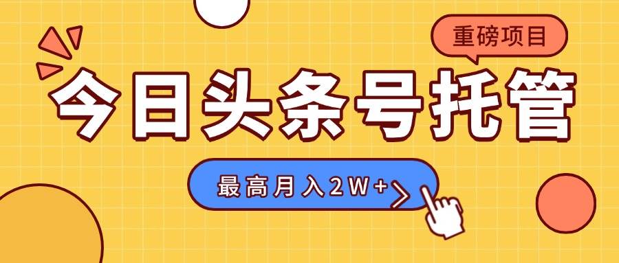 （15905期）【头条号托管 】我提供视频，你发布，每天操作5分钟，最高躺赚1W+-立业有术
