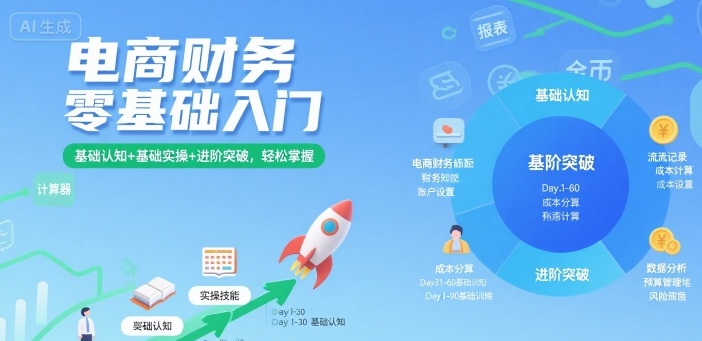 电商财务零基础入门，基础认知+基础实操+进阶突破，轻松掌握-立业有术