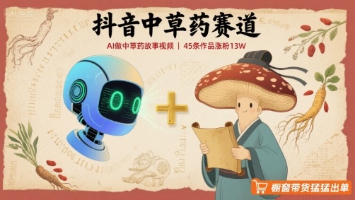 抖音中草药赛道，用AI做中草药故事视频，45条作品涨粉13W，橱窗带货猛猛出单-立业有术