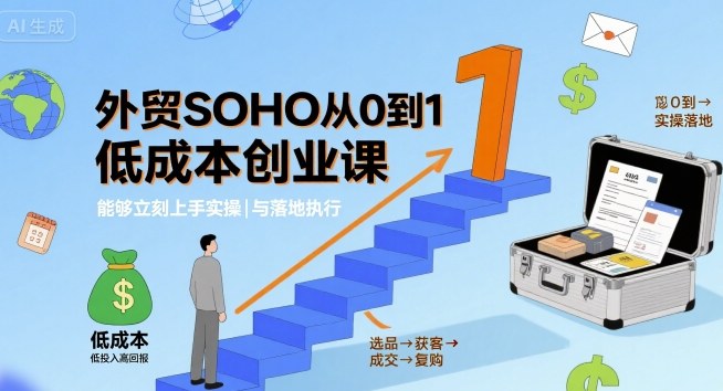 外贸SOHO从0到1低成本创业课，能够立刻上手实操与落地执行-立业有术