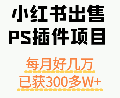 小红书出售PS插件项目，每月都收入好几万，长期操作已获利300多W+-立业有术
