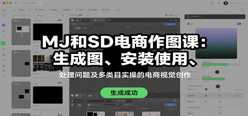 MJ和SD电商作图课：生成图、安装使用、处理问题及多类目实操的电商视觉创作-立业有术