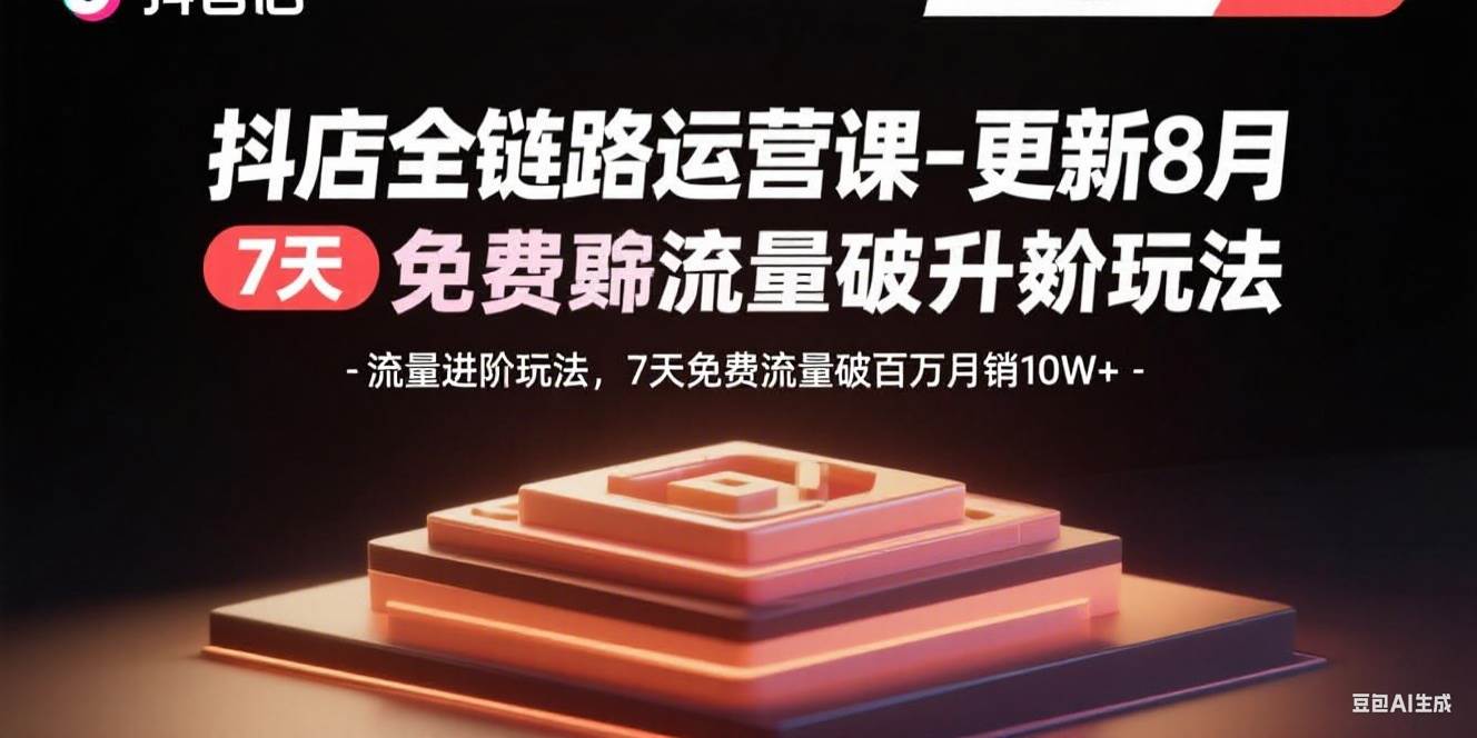 （15918期）抖店全链路运营课-更新8月：流量进阶玩法，7天免费流量破百万月销10W+-立业有术