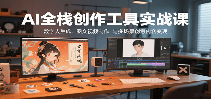 AI全栈创作工具实战课：数字人生成、图文视频制作与多场景创意内容变现-立业有术