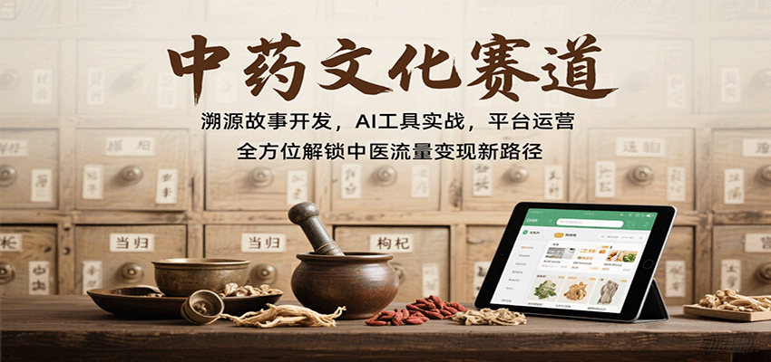 中药文化赛道：溯源故事开发，AI工具实战，平台运营，全方位解锁中医流量变现新路径-立业有术