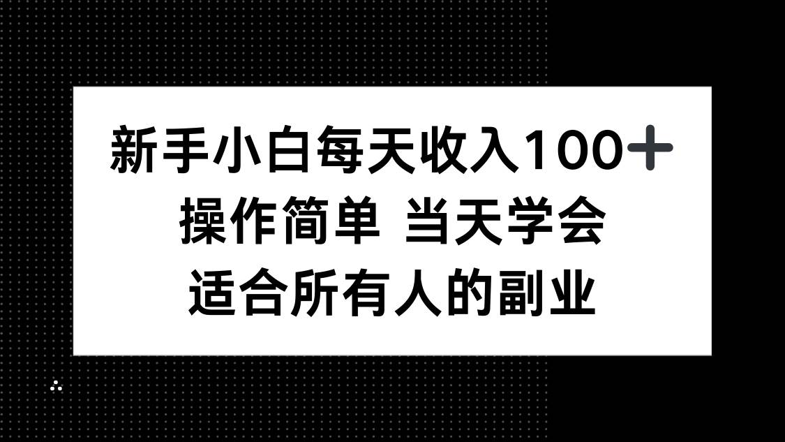 （15937期）新手小白每天收入100+，操作简单 当天学会 ，适合所有人的副业-立业有术
