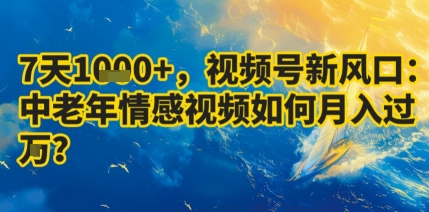 7天收益1k+，视频号新风口：中老年情感视频如何月入过W?-立业有术