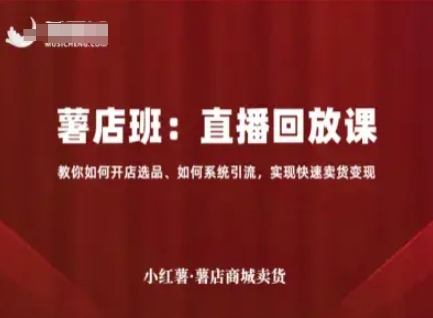 小红薯薯店商城卖货直播回放课，教你如何开店选品、如何系统引流，实现快速卖货变现-立业有术