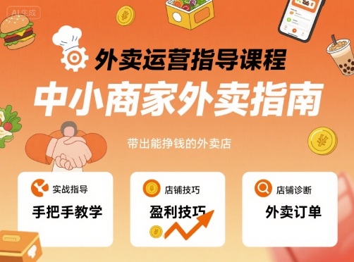 外卖运营指导课程，中小商家外卖指南，手把手带出能挣钱的外卖店-立业有术
