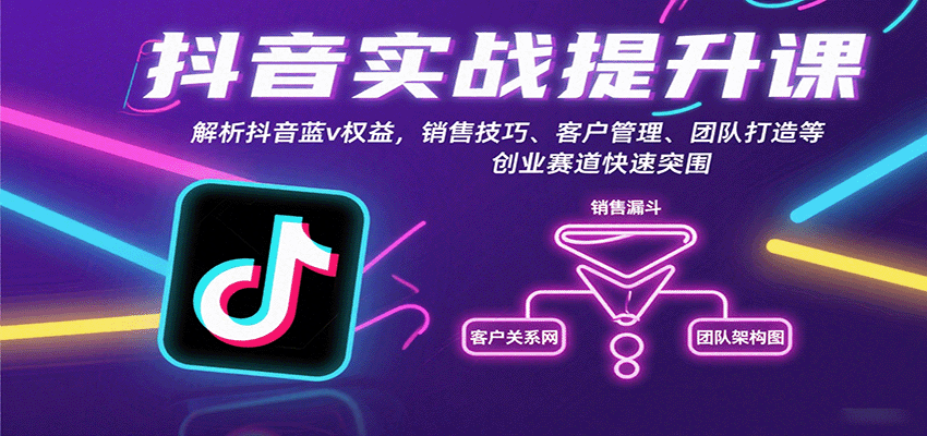 抖音实战提升课：解析抖音蓝v权益，销售技巧、客户管理、团队打造等创业赛道快速突围-立业有术