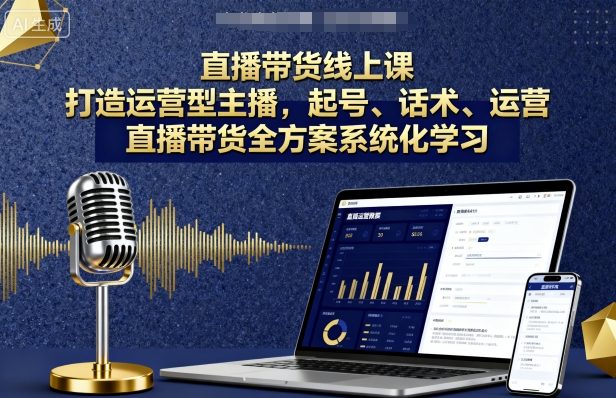 直播带货线上课，打造运营型主播，起号、话术、运营，直播带货全方案系统化学习-立业有术