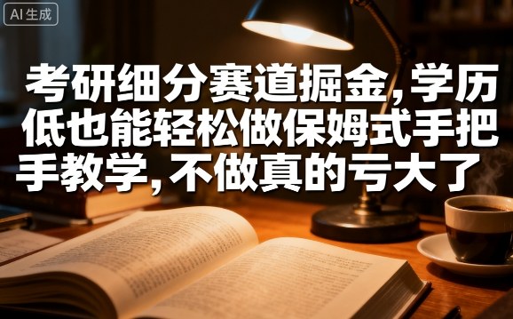 考研细分赛道掘金，日入1k+，学历低也能轻松做保姆式手把手教学，不做真的亏大了【揭秘】-立业有术