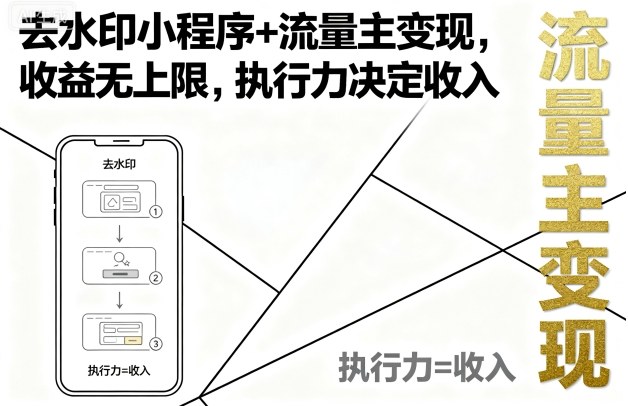 去水印小程序+流量主变现，收益无上限，执行力决定收入-立业有术