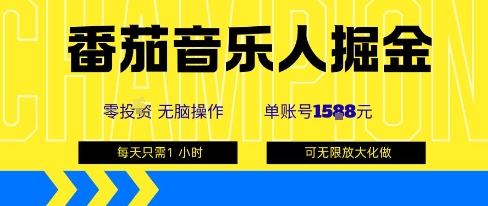 番茄音乐人掘金，单账号最高可撸1k+，可无限矩阵去做，零投入-立业有术