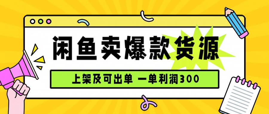 （15977期）闲鱼卖爆款货源，每天利润1000，上架即出单-立业有术