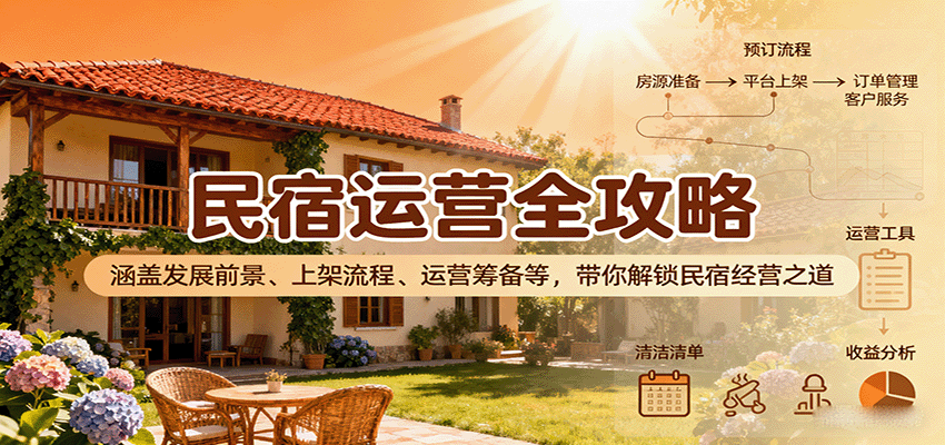 民宿运营全攻略：涵盖发展前景、上架流程、运营筹备等，带你解锁民宿经营之道-立业有术