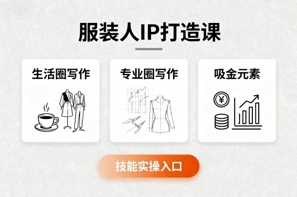 服装人IP打造课，文案创富+生活圈写作+专业圈写作+服装人专属+吸金元素+技能实操-立业有术