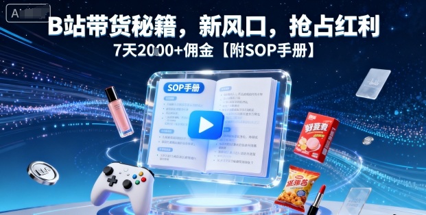 B站带货秘籍，新风口，抢占红利，7天2k+佣金【附SOP手册】-立业有术