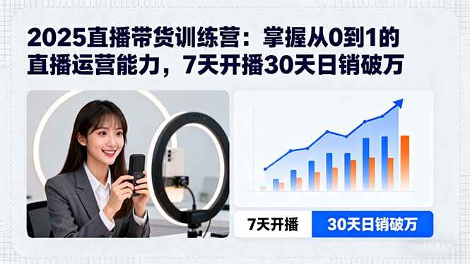 （15989期）2025直播带货训练营：掌握从0到1的直播运营能力，7天开播30天日销破万-立业有术