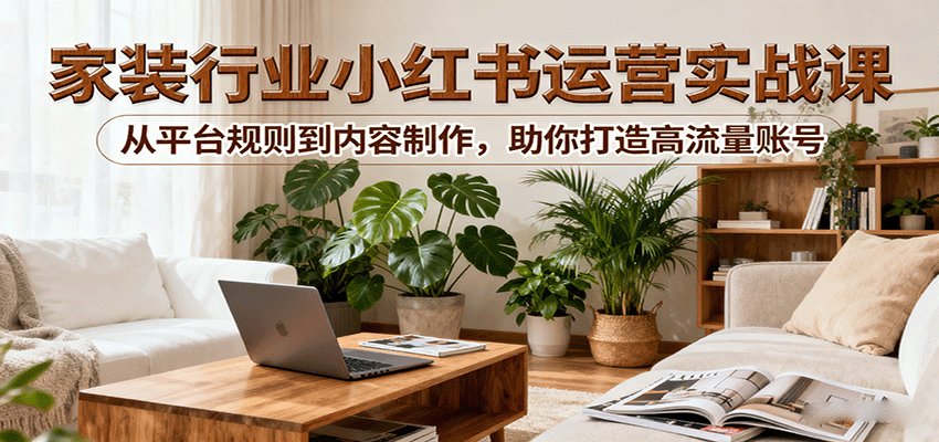 小红书家装行业运营实战课：从平台规则到内容制作，助你打造高流量账号-立业有术