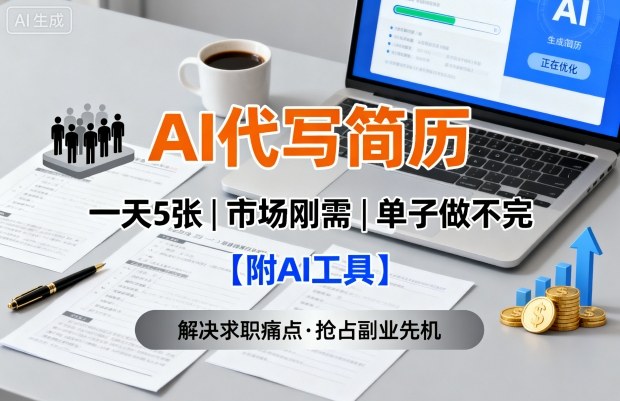 AI代写简历，一天5张，今年找工作难，市场刚需，单子做不完【附AI工具】-立业有术