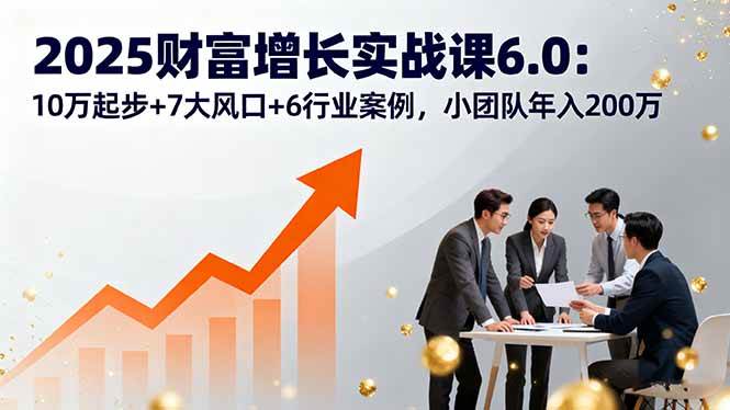 （16004期）2025财富增长实战课6.0：10万起步+7大风口+6行业案例，小团队年入200万-立业有术