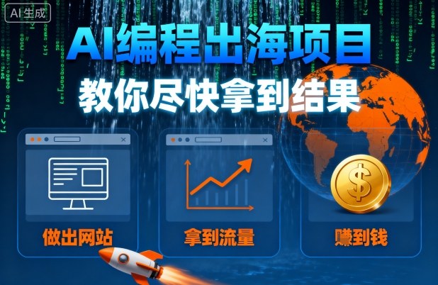 AI编程出海项目，教你尽快拿到结果-做出网站、拿到流量、賺到钱-立业有术