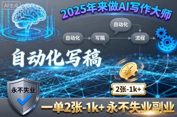 2025年来做AI写作大师，自动化写稿，一单2张-1k+，永不失业副业-立业有术