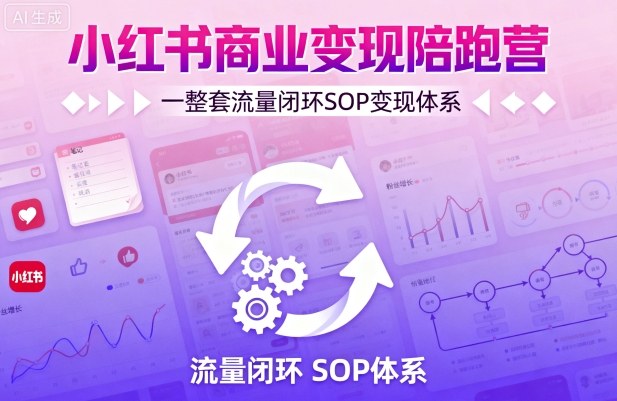 小红书商业变现陪跑营，轻IP矩阵 私域获客 聚光投流，一整套流量闭环SOP变现体系-立业有术