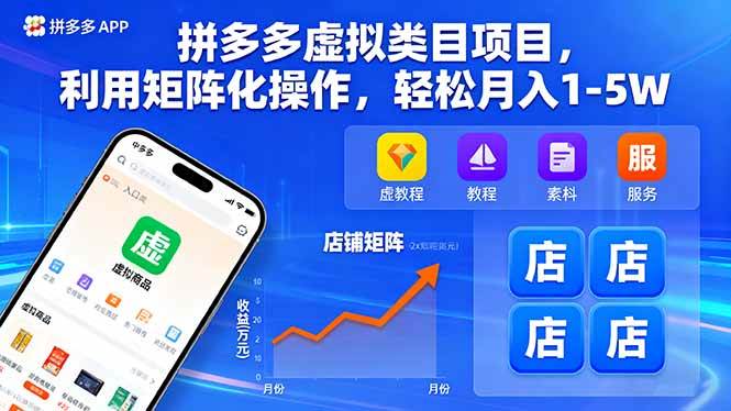 （16025期）拼多多虚拟类目项目，利用矩阵化操作，轻松月入1-5W-立业有术